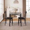 Dining Table Set for 2, 3-Piece, Square Table and 2 Upholstered Chairs, Fits Small Spaces/Apartments, Retro Gray/Rustic Brown/Black - 3 of 4