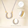 GILDED 1/10 CTTW Natural Round-Cut Diamonds Horseshoe Necklaces in 10KT White Gold or 14KT Yellow Gold Plated Over Sterling Silver, 17" Chain - 2 of 4