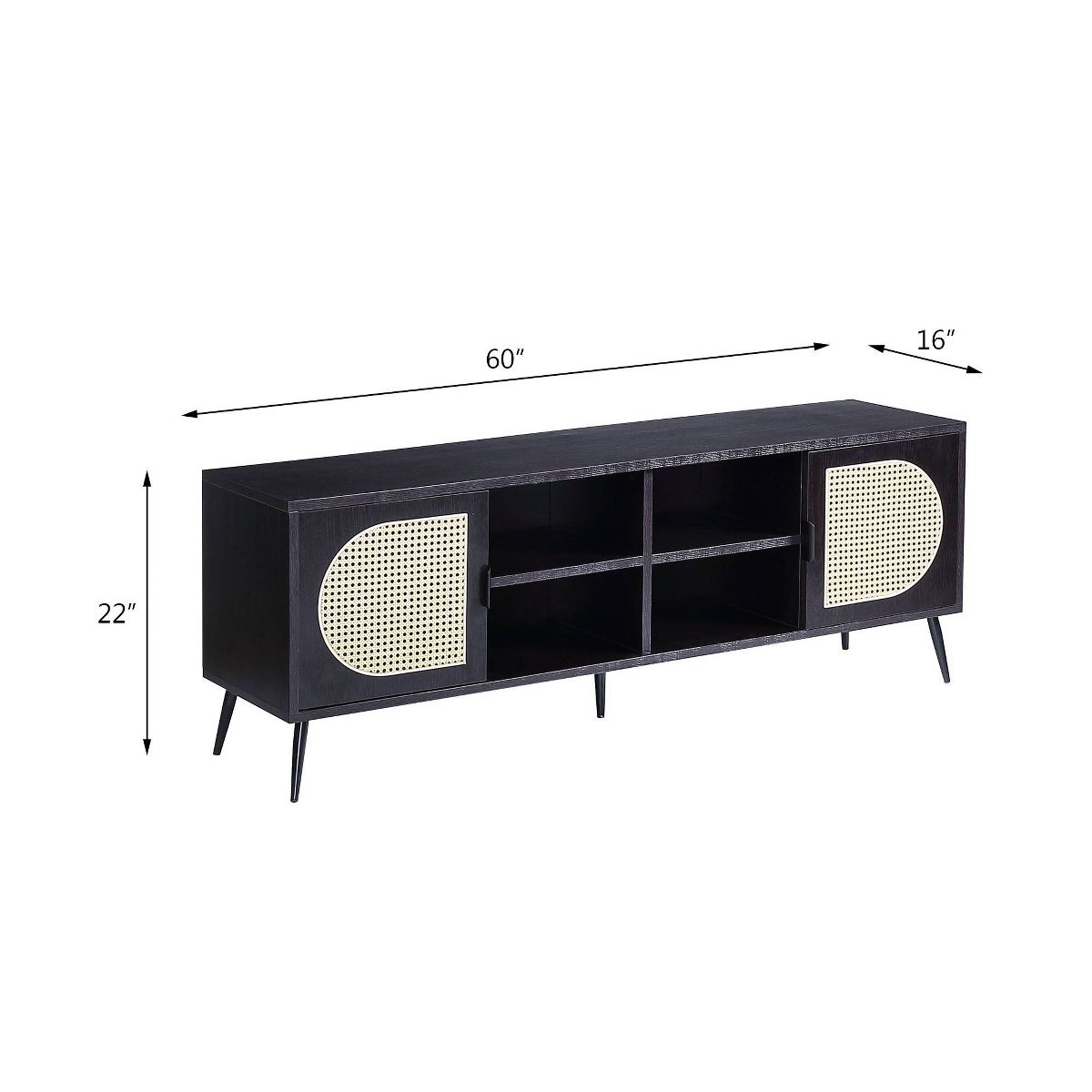 60" Colson Tv Stand and Console Black Finish - Acme Furniture - thumbnail 6
