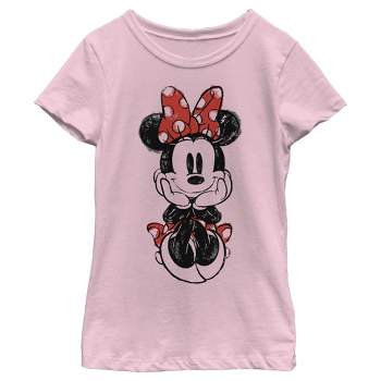 Girl's Mickey & Friends Sitting Minnie Sketch T-Shirt