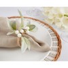 Saro Lifestyle Woven Wonder White Berry Napkin Ring (Set of 4), Green - 4 of 4