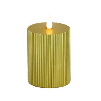 6" HGTV LED Real Motion Flameless Gold Candle With Remote Warm White Lights - National Tree Company