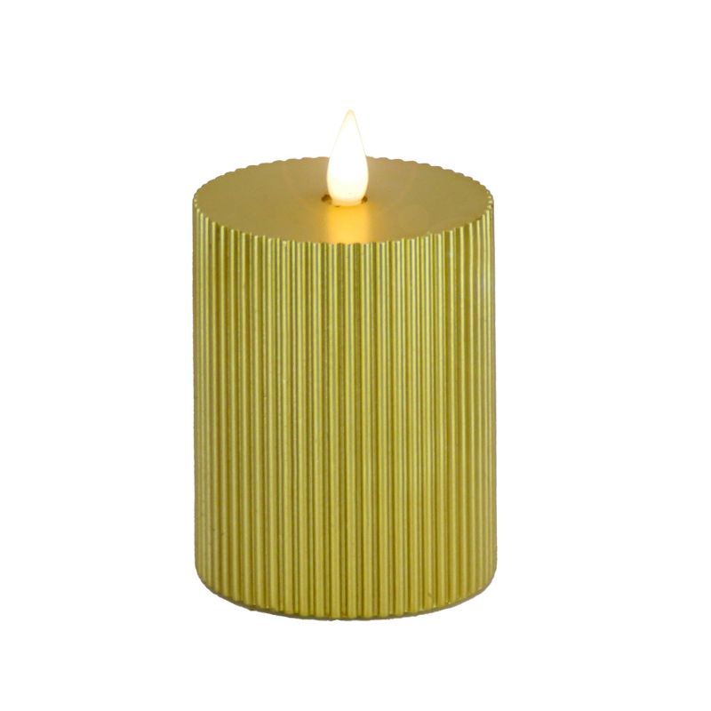 6" HGTV LED Real Motion Flameless Gold Candle With Remote Warm White Lights - National Tree Company, 1 of 5