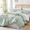 King Size Sage Green Duvet Cover with Floral Botanical Print, 3 Pieces, Zipper Closure, 2 Pillow Cases - 2 of 4