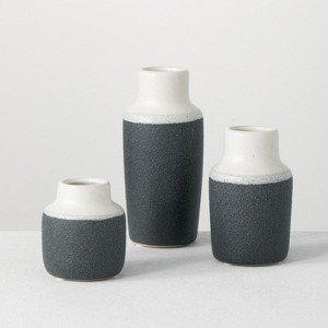 Sullivans Set of 3 Ceramic Vase 7"H, 5.25"H & 3.75"H White and Black - 1 of 4