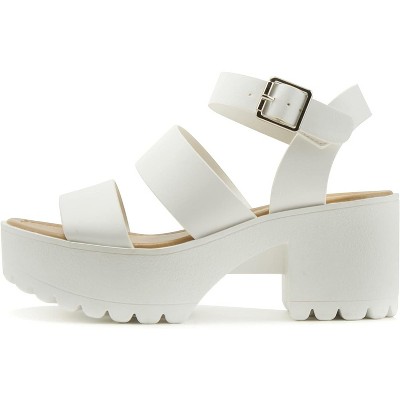 Soda ACCOUNT Women's Open Toe Block Heel Platform Sandals with Adjustable Ankle Strap