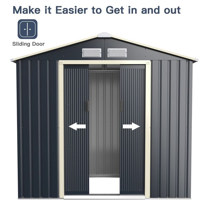 Costway Outdoor Tool Storage Shed Large Utility Storage House w/ Sliding Door, 5 of 11