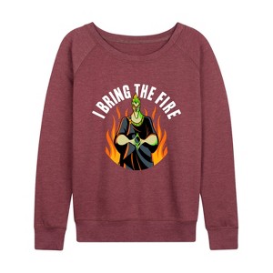 Women's - Disney Villains - Hades I Bring The Fire Lightweight French Terry Wide Neck Long Sleeve Shirt - 1 of 4