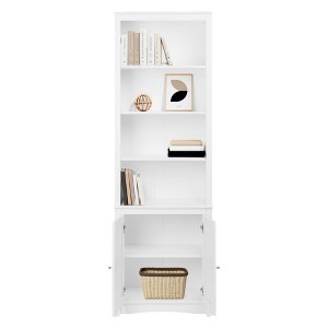 80" 2 Shaker with Tall Bookshelf Doors White - Prepac - 1 of 4