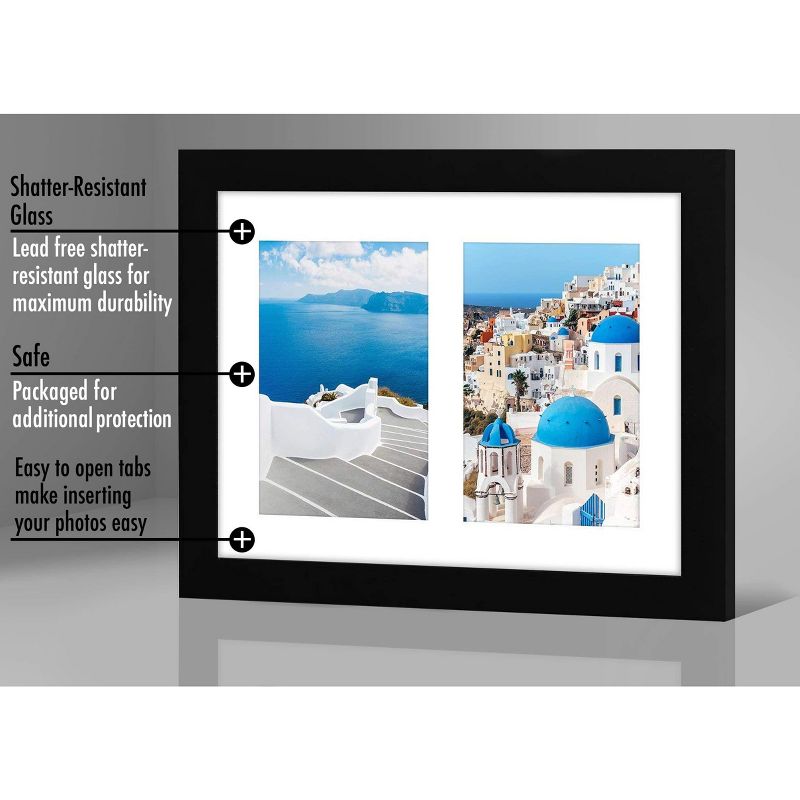 Americanflat Double Picture Frame with tempered shatter-resistant glass - Horizontal and Vertical Formats for Wall -  Available in a variety of Colors, 4 of 5