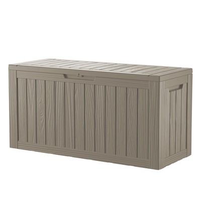 FURNIinspire Deck Boxes, Outside Storage Box Container with Handle for Patio Furniure, Garden Tools, Pool Supplies, Brown, 46.26"*18.7"*23.23"