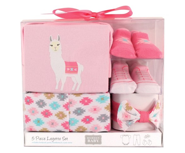 Hudson Baby Girls' 5pc Layette Gift Set - Pink