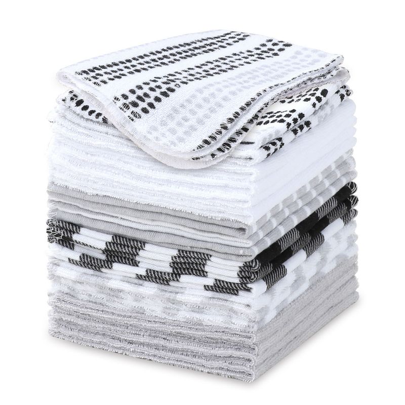 The Peanutshell Baby Hooded Towels and Washcloths Bath Set, 23-Piece, So Fresh, Black/White/Gray/Plaid, 4 of 7