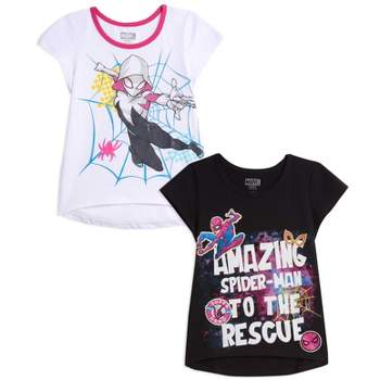 Marvel Spider-Man Little Girls 2 Pack Graphic T-Shirt White / Black Spider-Gwen 