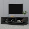 75 inches TV Console with Storage Cabinets, Full RGB Color 31 Modes Changing Lights Remote RGB LED TV Stand, Modern Entertainment Center - 3 of 4