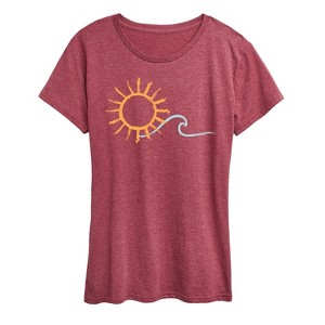 Women's - Instant Message - Brushstroke Sun And Wave Short Sleeve Graphic T-Shirt - 1 of 4