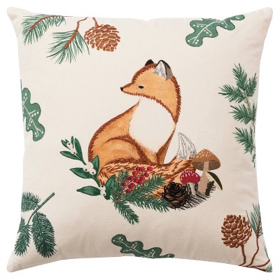 20 x20 Oversize Woodland Animal Square Throw Pillow Cover Ivory Rizzy Home Cotton Canvas Hidden Zipper Pet Friendly Target