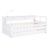 PAGED Twin XL Daybed Modern Wooden Bed Frame with 2 Trundles, Storage Shelves and Light for Bedroom, Living - 3 of 4