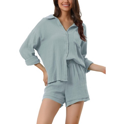 Cheibear Womens Round Neck Pajama Set With Capri Pants Casual Lounge  Sleepwear Gray Medium : Target