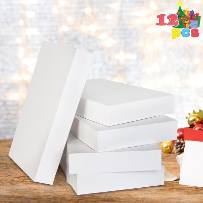 JOYFY 12pcs Christmas White Cardboard Boxes for Christmas Holiday, Festive Xmas Wrapping Shirt Boxes DIY Gift Boxes