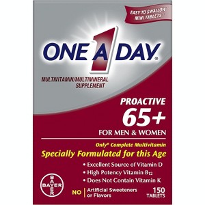 One A Day Proactive 65+ Multivitamin for Men & Women, 150 Ct – with A, C, D, Zinc, Calcium, Folic Acid for Bone & Cell Health - 1 of 4