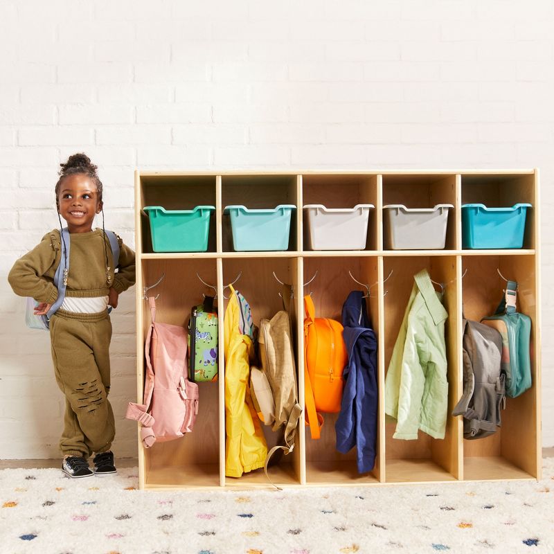 ECR4Kids Streamline 5-Section Toddler Coat Locker, Classroom Furniture, 5 of 12