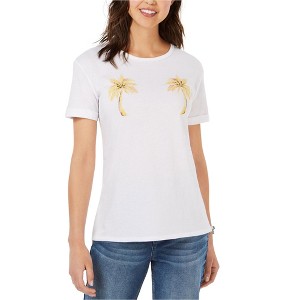 Carbon Copy Womens Palm Tree Graphic T-Shirt, White, Large - 1 of 1