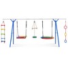 5 In 1 Toddler Swing Set For Backyard, Multifunction Playsets With Climbing Ladder, Saucer Swing, Monkey Bar Swing, Disc Swing, Swing Ring, Blue - 3 of 4
