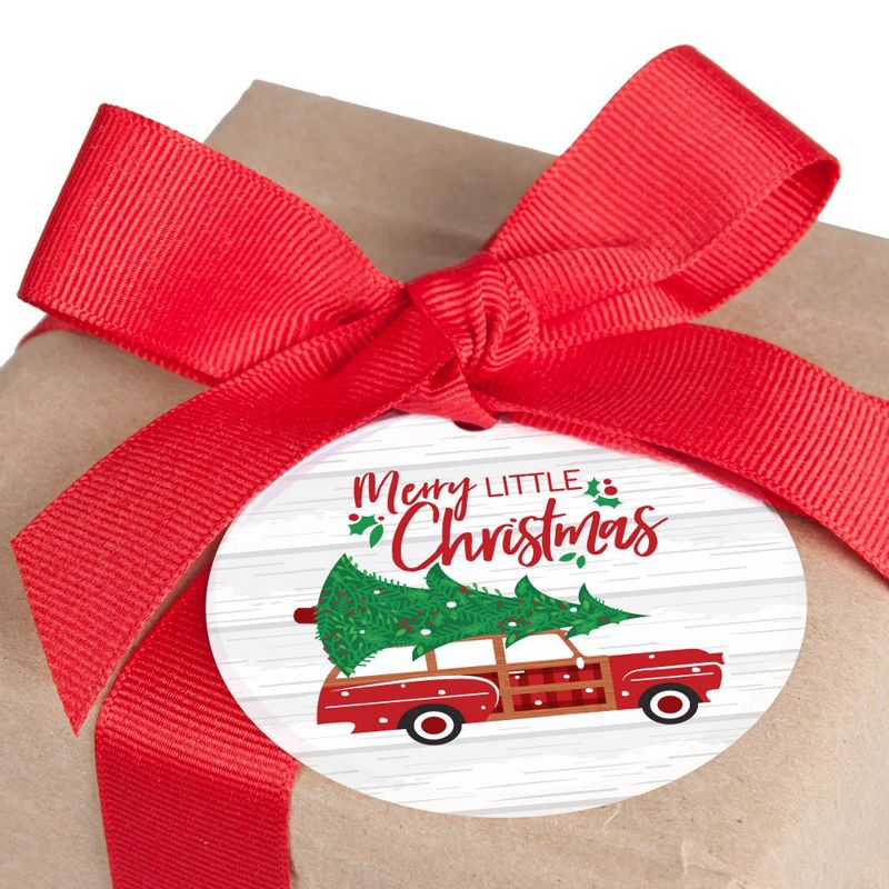 Big Dot of Happiness Merry Little Christmas Tree - Red Car Christmas Party To and From Favor Gift Tags (Set of 20), 2 of 6