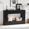Gulches 55 in Black Rectangular MDF Console Table with Ash Veneer Vertical Slats Open Shelf - 2 of 4