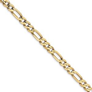 Black Bow Jewelry 4mm 10k Yellow Gold Solid Concave Figaro Chain Necklace - 1 of 4