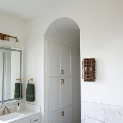 Matte Black and Rattan 2-Light Wall Sconce