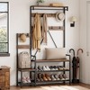 Parent-Child Coat Rack Shoe Bench Industrial Hall Tree with Bench - 3 of 4