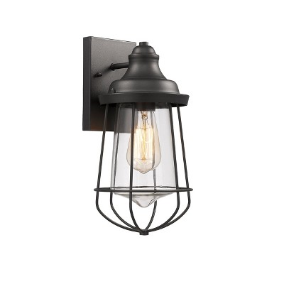 Chloe Lighting Lucas Industrial-Style 1 Light Textured Black Outdoor/indoor Wall Sconce 12" Tall