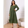 INSPIRE CHIC Women's Fall Smocked Long Sleeve Square Neck Flowy Casual Maxi Tiered Dresses with Pockets - 3 of 4