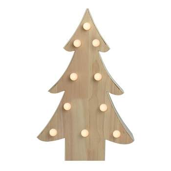 Northlight 15" Lighted 3D Wooden Christmas Tree Tabletop Decor