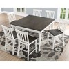 Counter Height Acacia Hardwood Joanna Counter Chair (Set of 2) in Schoolhouse Style with Turned Legs, Pewter Hardware and Picture Frame Apron - 4 of 4