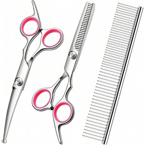 BABYYER Professional Dog Grooming Scissors Kit, Titanium Coated Dog Scissors for Grooming, 3 in1 Grooming Shears Kit - 1 of 4