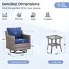 Buenhomino 3PC Patio Furniture Set - Swivel Rocker Chair Bistro Set with Rattan Side Table,Gray Wicker Blue Cushion - 4 of 4