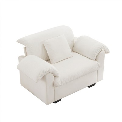 NicBex 48.4 Inch Velvet Storage Deep Seat Single Sofa Chair with Fluffy Armrest Backrest for Living Room,Small Space,Office,Apartment