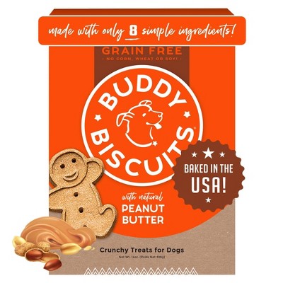 Buddy Biscuits Grain-Free Oven baked Treats with Peanut Butter Dry Dog Treats - 14oz
