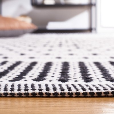 Coastal Charm Black & Ivory Cotton Handwoven Rug - 3x5 Feet