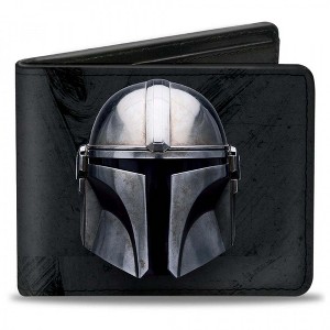 Adult The Mandalorian Bounty Hunter Helmet Vegan Leather Bi-Fold Wallet - 1 of 3