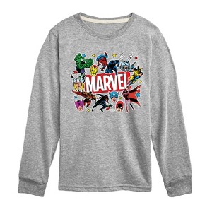 Boys' - Marvel - Avengers Sticker Collage Long Sleeve Graphic T-Shirt - 1 of 3