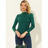 INSPIRE CHIC Women's Long Sleeve High Neck Ruched Front Fitted Blouse - 2 of 4