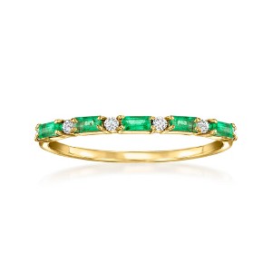 Pure Collection by Ross-Simons 0.30 ct. t.w. Emerald Ring With Diamonds in 14kt Yellow Gold - 1 of 4