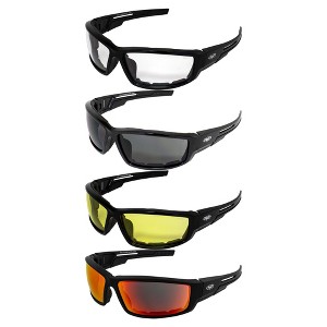 4 Pairs of Global Vision Eyewear Sly Safety Motorcycle Glasses with Clear, Smoke, Yellow, Red Mirror Lenses - 1 of 4