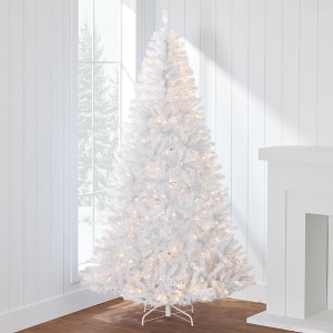 Best Choice Products Pre-Lit Premium Hinged White Artificial Christmas Pine Tree w/ Lights, Stand, PVC Branch Tips - 1 of 4