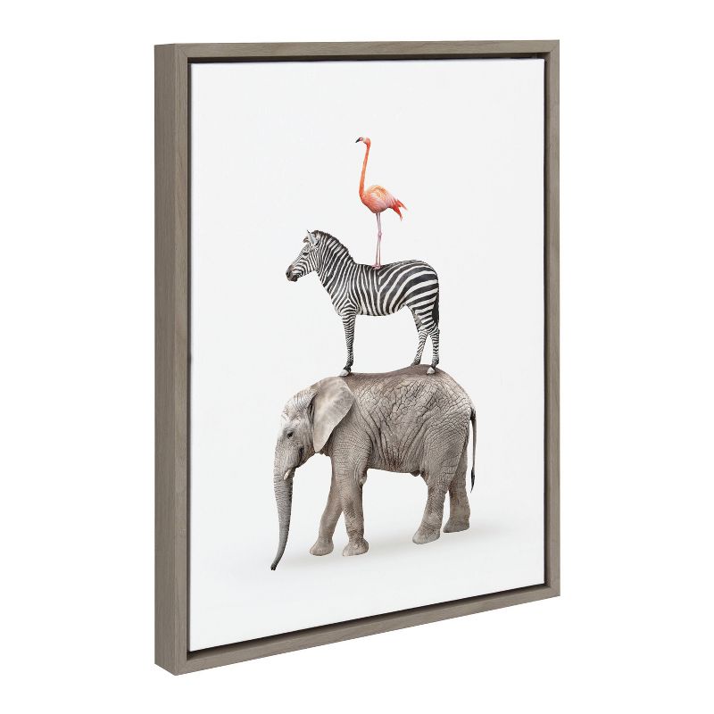 Kate &#38; Laurel All Things Decor (Set of 4) Sylvie Zebra in Tall Grass Flamingo Standing Baby Elephant Walk Wall Art Set by Amy Peterson, 2 of 6