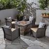 Christopher Knight Home Ellyanna Outdoor Wicker 5 Piece Club Chair and Fire Pit Set with Cushion - 2 of 4